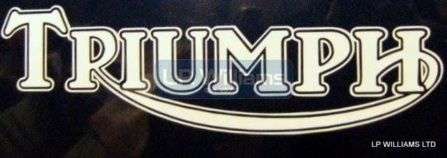 Triumph decal in white 6" long
