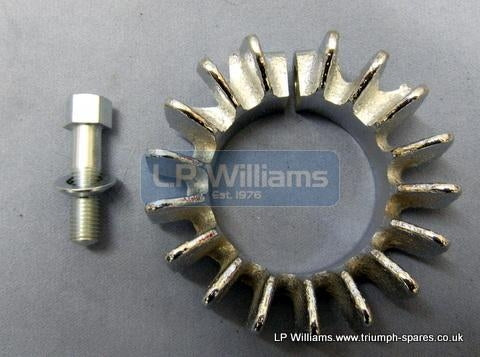 T120 T140   Finned exhaust clip Including bolt and washer