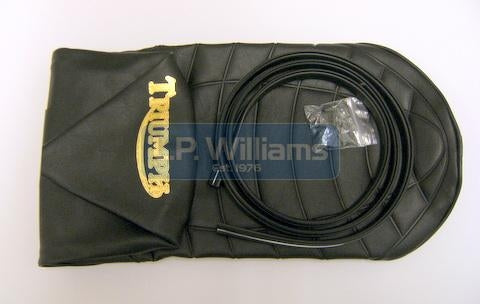 T140 UK Seat cover 78 - 80 Dropside with Triumph logo, Chrome and black seat trim and clips