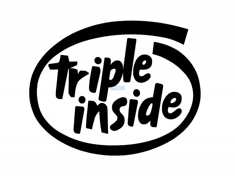 Triple inside decal  In Black (for white a background)  70mm x 75mm