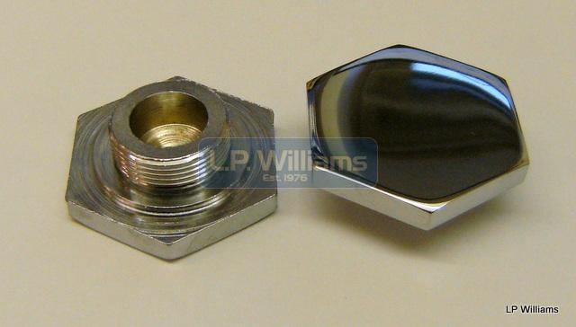 Chrome fork top nut T140 (supplied singly) , will fit any disc brake fork using the alloy lower fork nut  97-4600