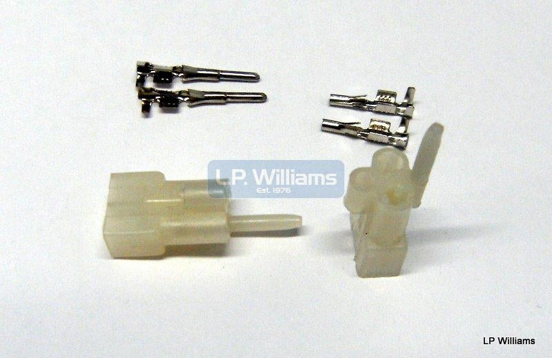 Lucas Rist Type 2 Pin Connector Blocks (male and female) with Terminal Pins to suit  As used originally on 169SA and 181SA handlebar switches