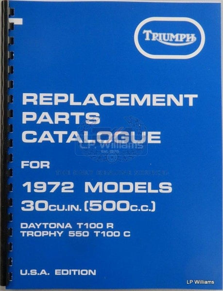 T100 US  Parts catalogue 1972