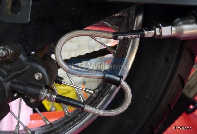 T160 T140 S/S rear hose from master cylinder to Grimeca or Girling caliper