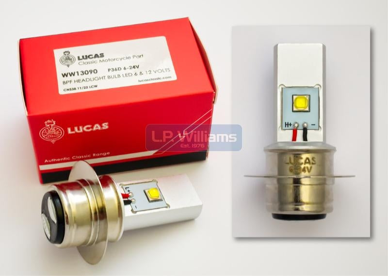 LED Pre focus headlight bulb 6v & 12v systems both Pos and Neg earth