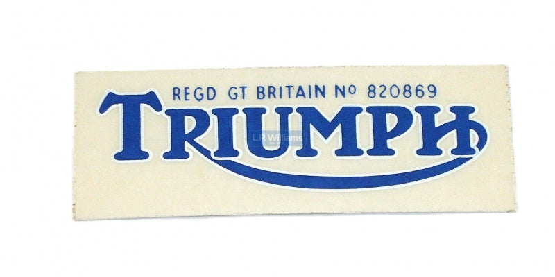 Triumph Number Plate Decal Blue