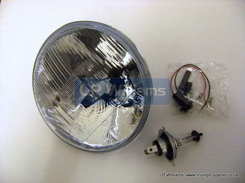7" Headlight LH dip C/W Halogen Bulb and pilot bulb holder