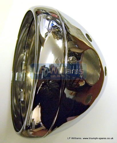 Headlamp shell 67-70 T120  T100 British made with ammeter aperture  two warning light holes and switch hole