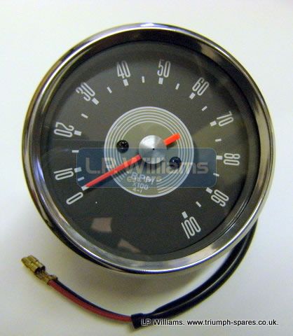 Grey faced tacho head 1966 to 1970 4:1 Ratio Two mounting studs / nuts and instrument light with wiring included