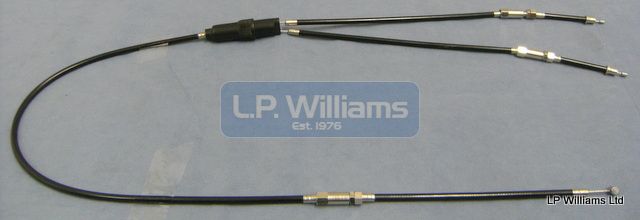 T120 Throttle cable assembly UK bar Monoblock with Adjusters. Front cable outer measures 24"