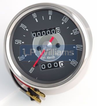 KPH Grey speedo fits 1966 to 1970 1.25:1 ratio Two mounting studs / nuts and instrument light with wiring included