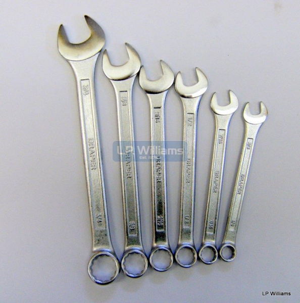 AF Combination spanner set 6 pieces  3/4 to 3/8 Draper tools Chrome Vanadium