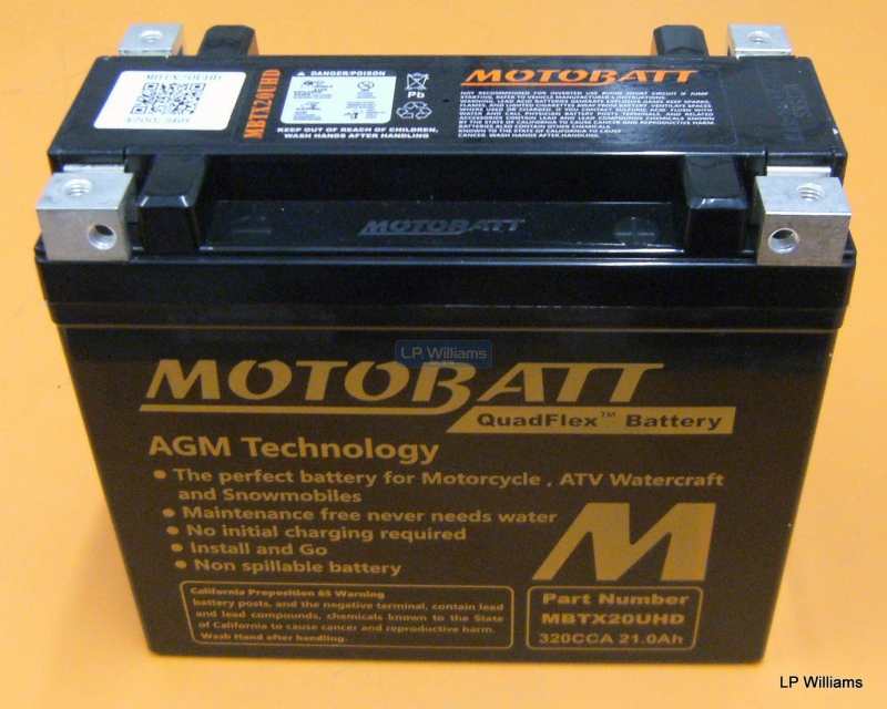 T160 (Heavy Duty) MotoBatt battery 21Ah  CCA-310 Maintenance free sealed battery.  Dimensions are 175 long x 87 wide x 155 high